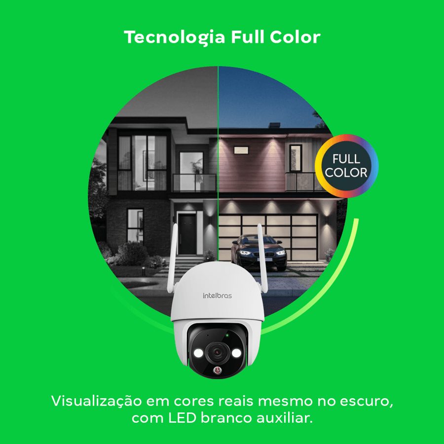 Casa à noite com imagem colorida pela tecnologia Full Color